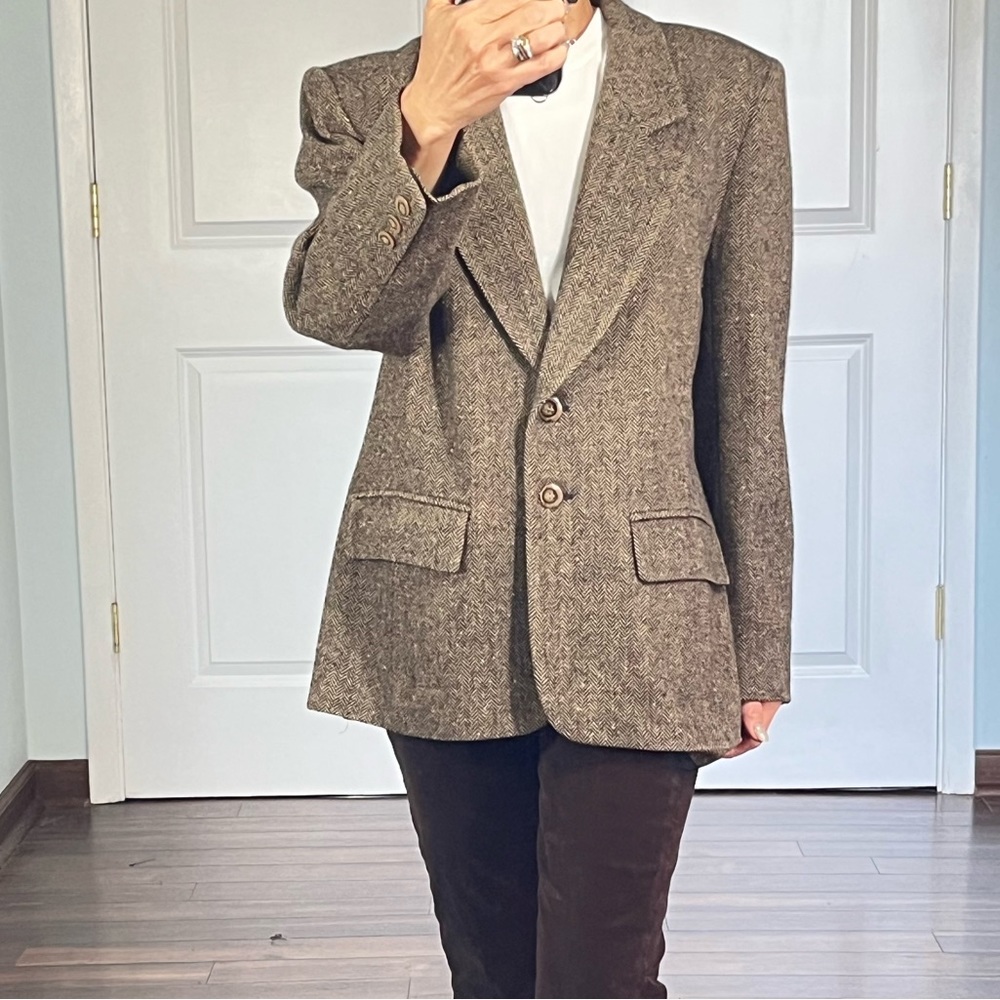 Pendleton 100% virgin wool vintage brown herringbone jacket size Petite … - Picture 5 of 12